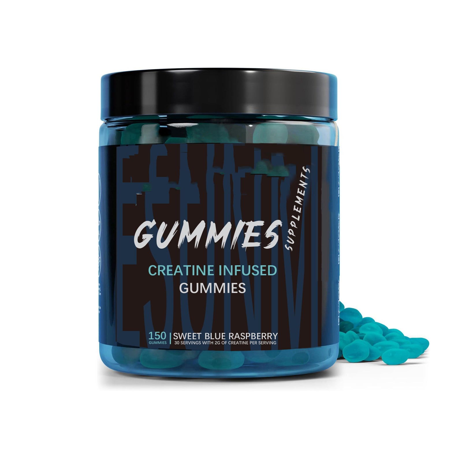 CREATINE INFUSED GUMMIES Beast Bites Supplements Sweet Blue Raspberry 150ct. Main image
