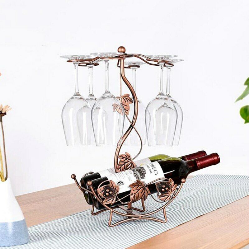 Maple Leaf Hollow Wine Rack Freestanding Goblet Holder Home Display Shelf Racks Secondary image