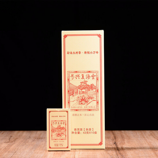 42g*10pcs Puerh Tea Ripened Tea Brick Tea Cloud Sea Revival No. Strip Brick