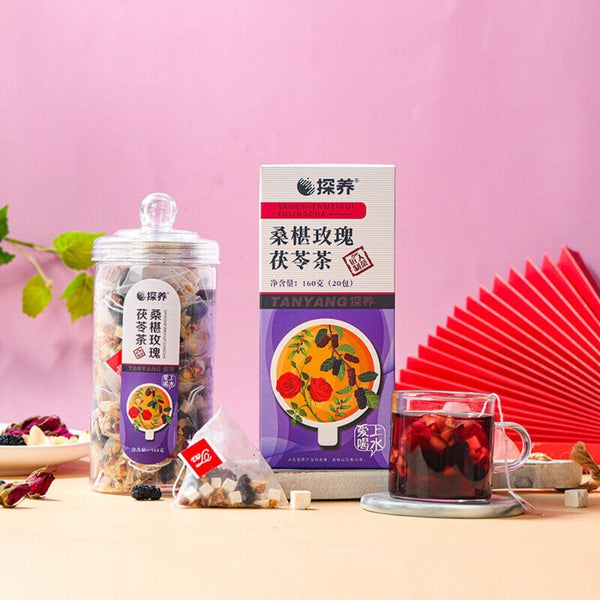 Rose Mulberry Poria Herbal Tea Floral Blend Refreshing