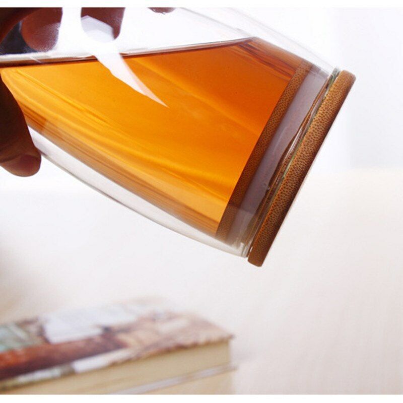 Tea Set Coffee Mugs Tea Cup Double Glass Cup Transparent Heat-resistant Wood Lid