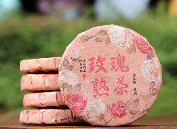 Fragrant Flower Tea Yunnan Pu-erh Tea Cake with Rose Petals Aged Rose Pu-erh Tea