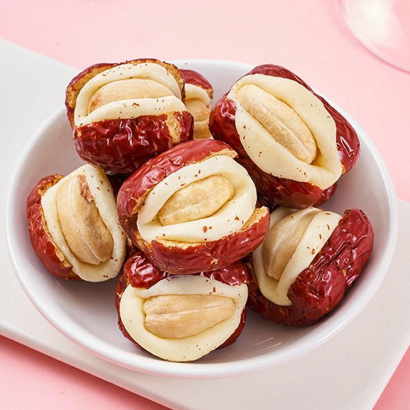 Dates with cashew milk dates Red dates with cheese and nuts Secondary image