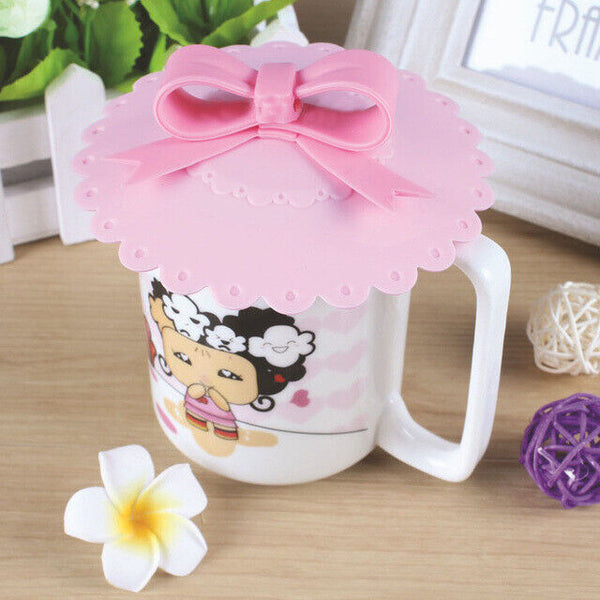 Lovely Bowknot Coffee Cup Anti-dust Silicone Cup Cover Silicone Seal Lid Cap