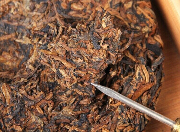 Healthy Qizi Ripe Puerh Tea Cake Golden Single Buds Fermented Tea 357g/12.59oz
