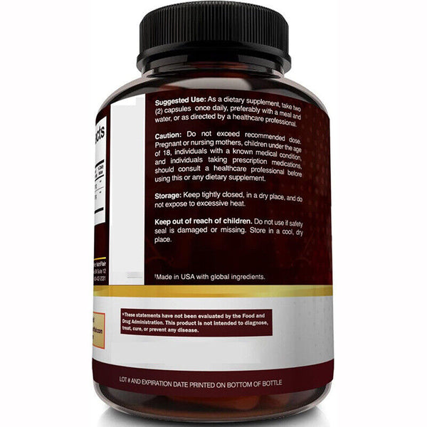 1200mg Berberine Capsules, Natural HCL Extract, Healthy Cholesterol Caps 60 Caps