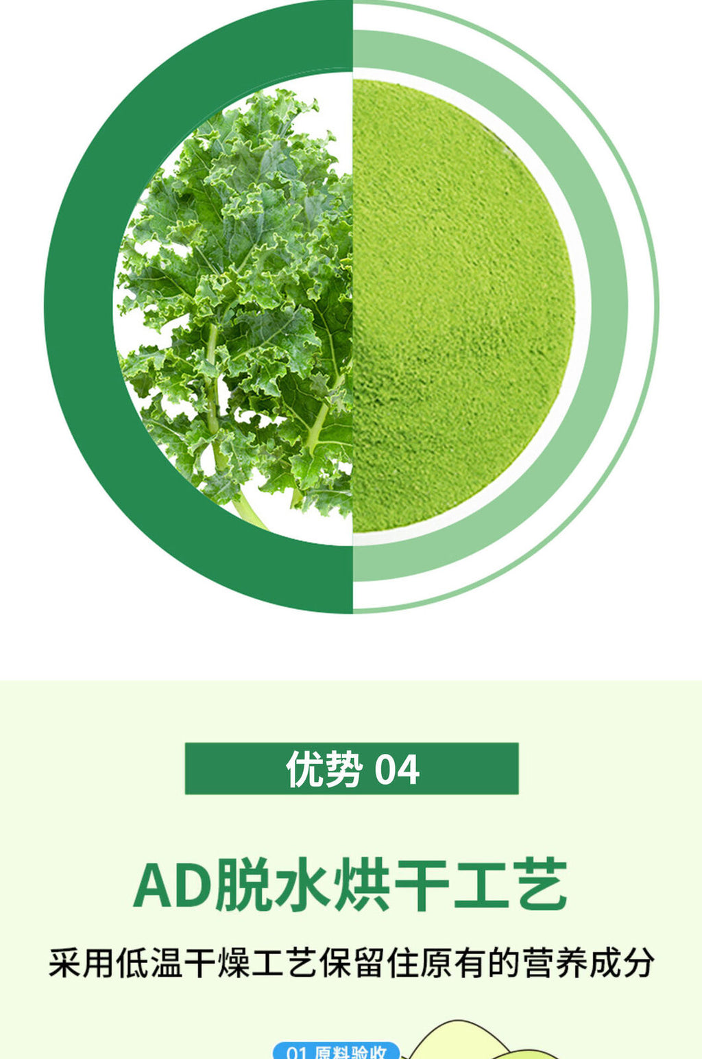 Pure Kale Powder Fruit and Vegetable Dietary Fiber Green Juice Powder 120G