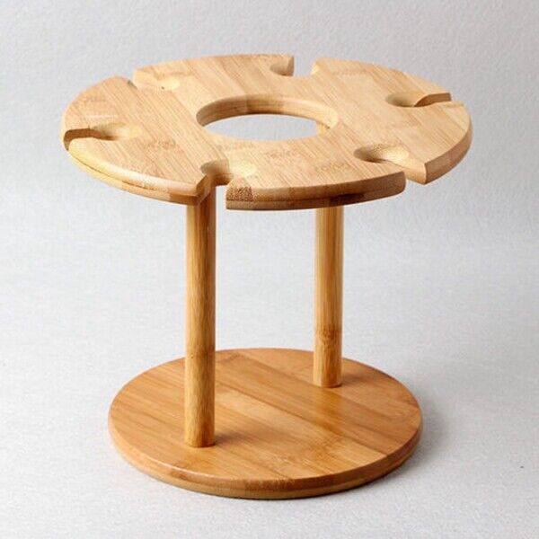 Wine Bottle Glass Holder Bamboo Tabletop Wine Drying Racks Camping For 6 Glass