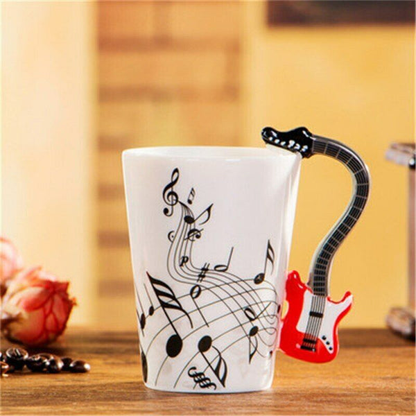 Milk Stave Cups with Handle Music Violin Guitar Ceramic Coffee Tea Drinkware Mug