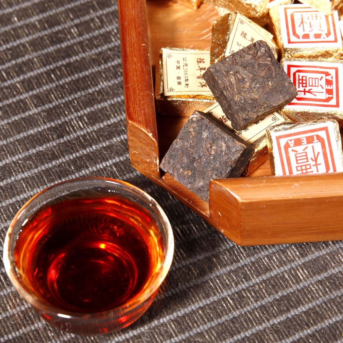 Ripe Puerh Tea Yunnan Bulk Bohai Square Puer Tea 50g-500g 1Pc/Cup Mini Brick Tea Main image