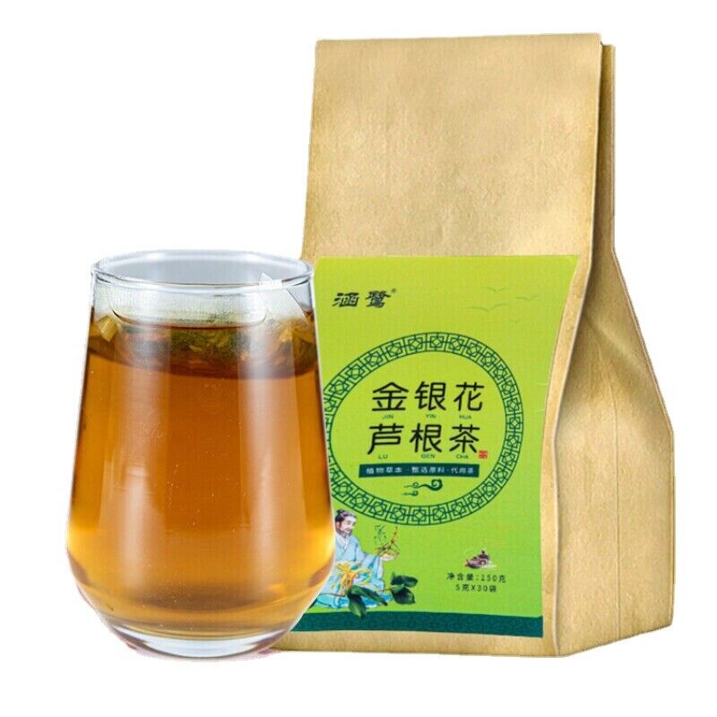 HelloYoung 5g*30 Bags Chinese Herbal Tea Honeysuckle Reed Root Herb Medicine Organic Teabag Main image