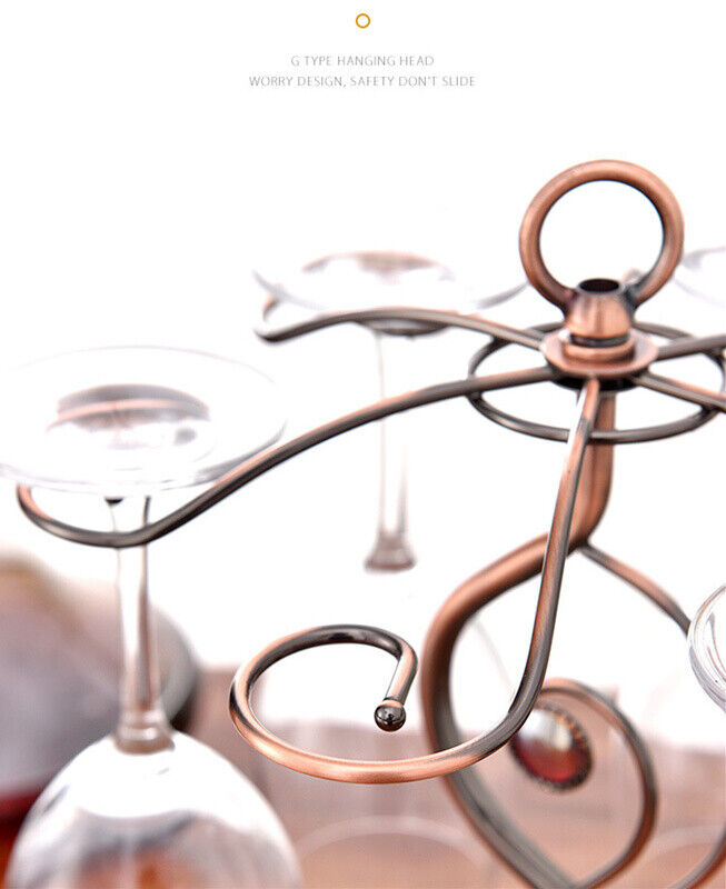 Red Wine Rack Standing with 6 Hooks Kitchen Decor New Nordic Style Goblet Holder