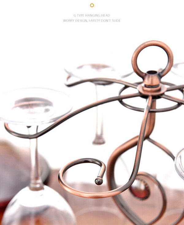 Red Wine Rack Standing with 6 Hooks Kitchen Decor New Nordic Style Goblet Holder