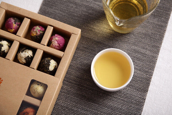 HelloYoung Yunnan Pu'er tea rose jasmine tea dragon pearl peony flower ball 6 flavors 18pcs