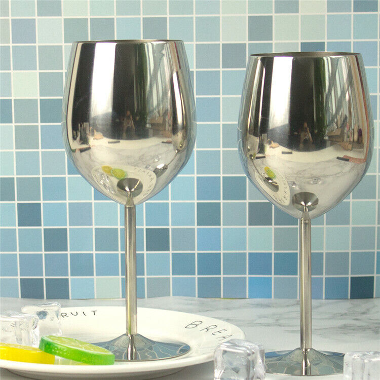 2Pcs Champagne Cocktail Drinkware Stainless Steel Wine Glasses Bar Wine Alcohol