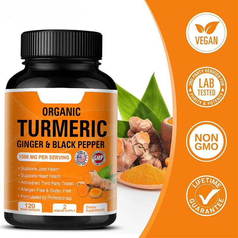 Turmeric Curcumin with Ginger & Black pepper 1500mg Triple Strength 120 Capsules Secondary image