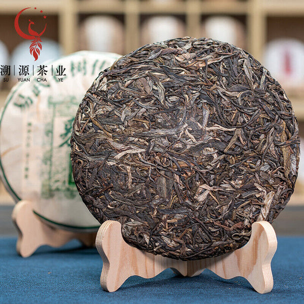 HelloYoung 357g Yiwu Heirloom Green Seal Pu'er Raw Tea Cake Yunnan Ancient Tree Cake Tea