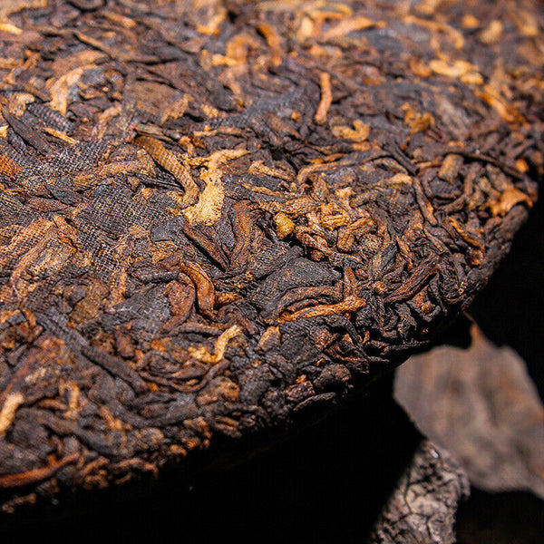 HelloYoung 357g Yunnan Pu'er Ripe Tea Cake Menghai Ancient Golden Bud Ripe Tea Cake Ripe Pu