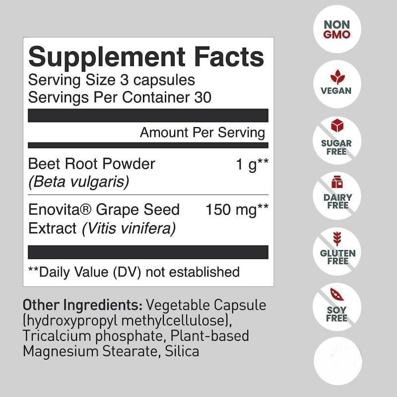 Organic Super Beets Root Capsules 90, 1000mg helps in Brain & Blood
