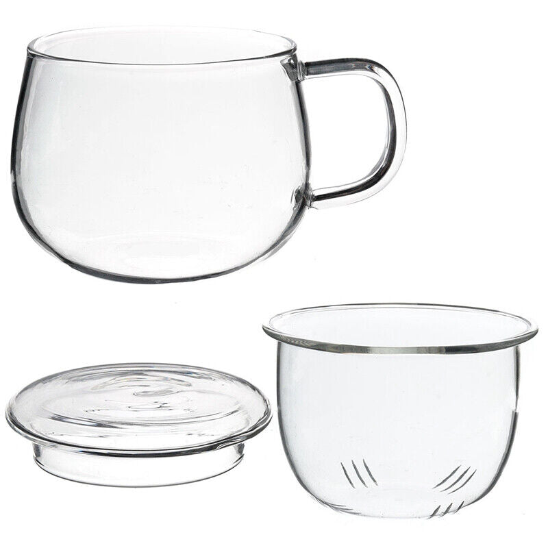 Teacup Tea Glass Cup Coffee Milk Cup with Tea Infuser Filter Lid Use for Home
