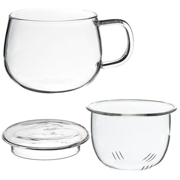 Teacup Tea Glass Cup Coffee Milk Cup with Tea Infuser Filter Lid Use for Home
