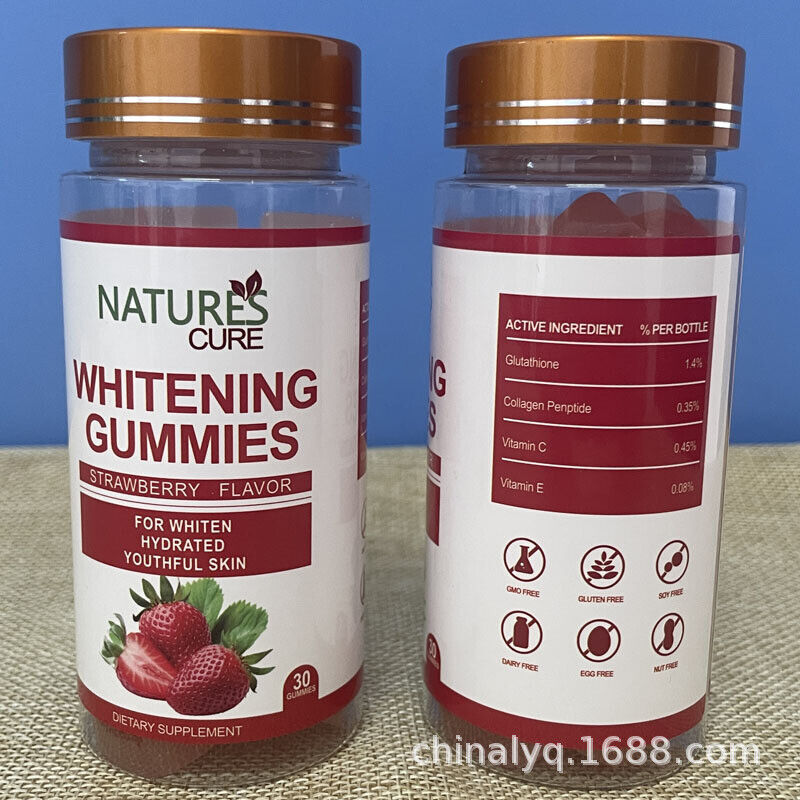 Collagen Whitening Gummies Strawberry Flavor Natural Gummy Candies 30/pieces