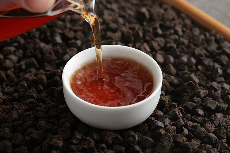 HelloYoung 500g Yunnan Pu'er Ripe Tea 09 Menghai Nuoxiang Tea Fossil New C1 Crushed Silver