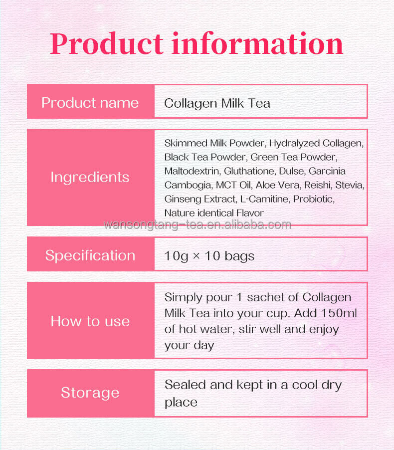Collagen Milk Tea Stylish and Beauty Protein Powder Instant Powder 10g*10bags