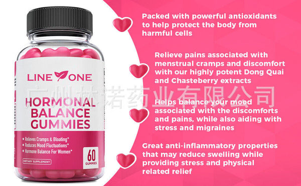 2 bottles Hormonal Balance PMS Relief 60 Gummies-Strawberry flavor