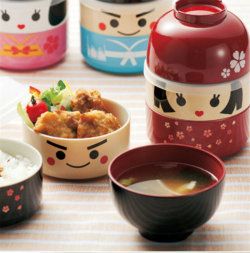 Japanese-style Cartoon Bento Box Round Plastic Lunchbox Microwaveable Tableware