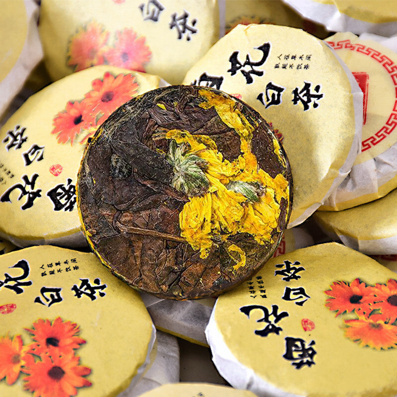 Chrysanthemum White Tea Cake Fuding White Tea Gongmei Golden Chrysanthemum Tea