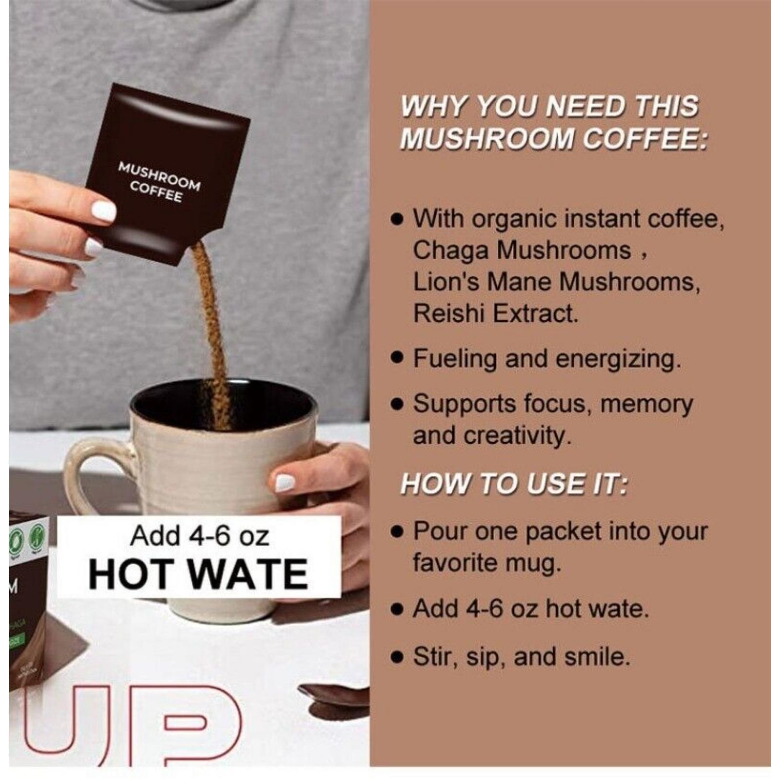 Natural Premium Quality Mushroom Organic Instant Coffee Sealed Packaging