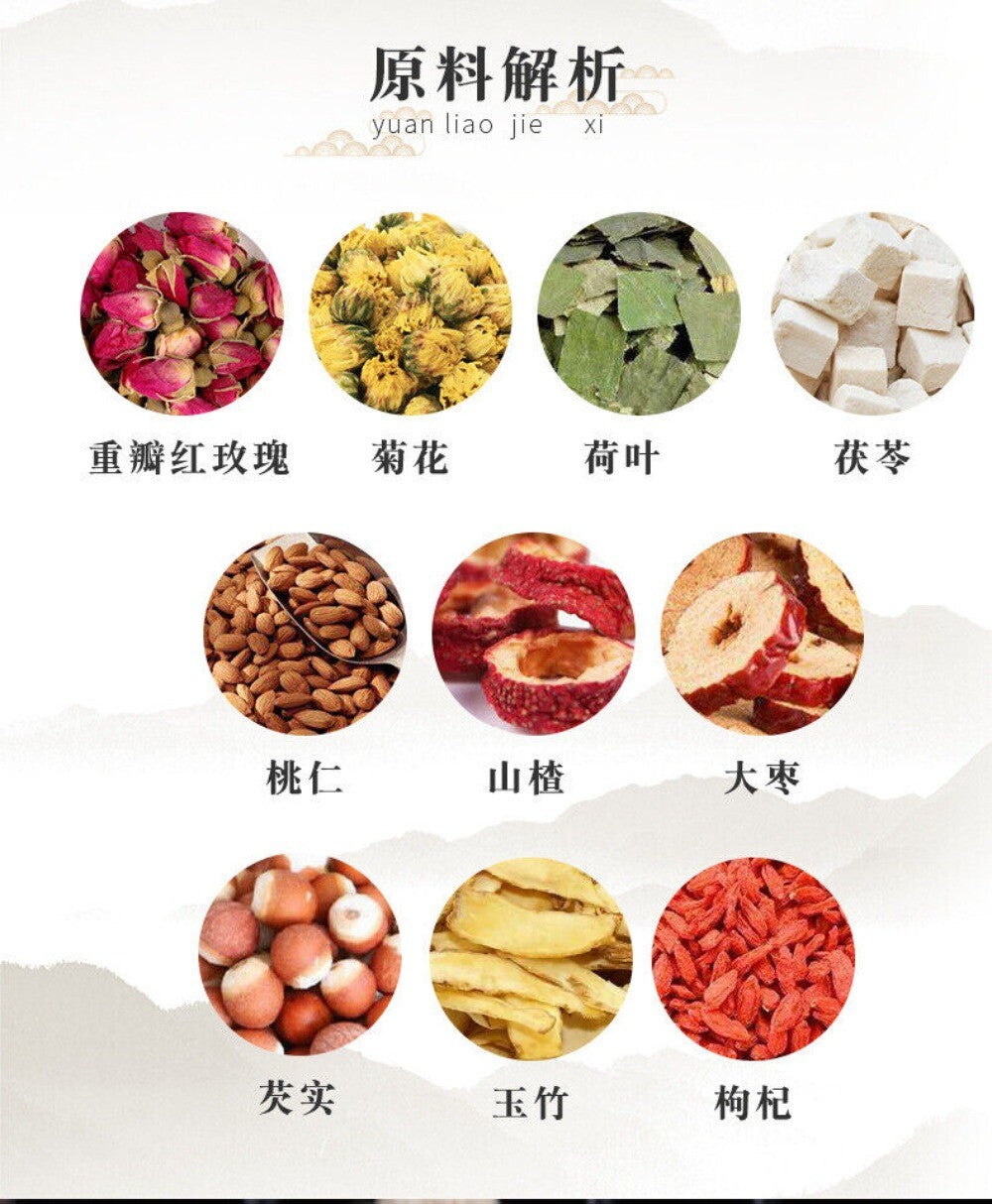 Rose Four Substance Peach Blossom Herbal Tea for Women Premium Tea Bags