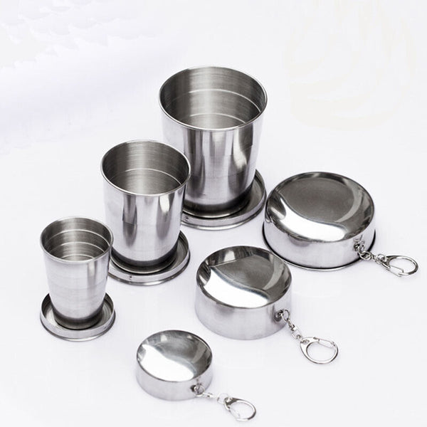 Water Cup Camping Fold Cup Portable Outdoor Travel Demountable Cup With Keychain