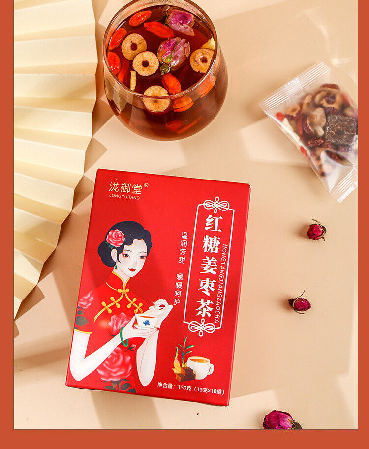 Healthy Brown Sugar Ginger Tea Bags | Red Dates Longan Goji Herbal Tea