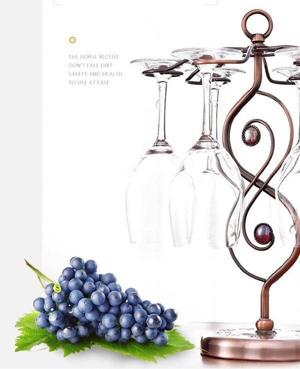 Red Wine Rack Standing with 6 Hooks Kitchen Decor New Nordic Style Goblet Holder