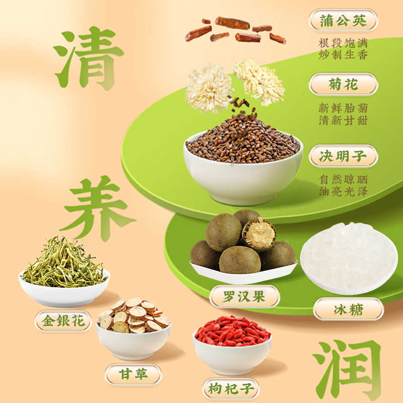 Luo Han Guo Chrysanthemum Cassia Goji Tea Bags Liver Cleanse Throat Lung Support