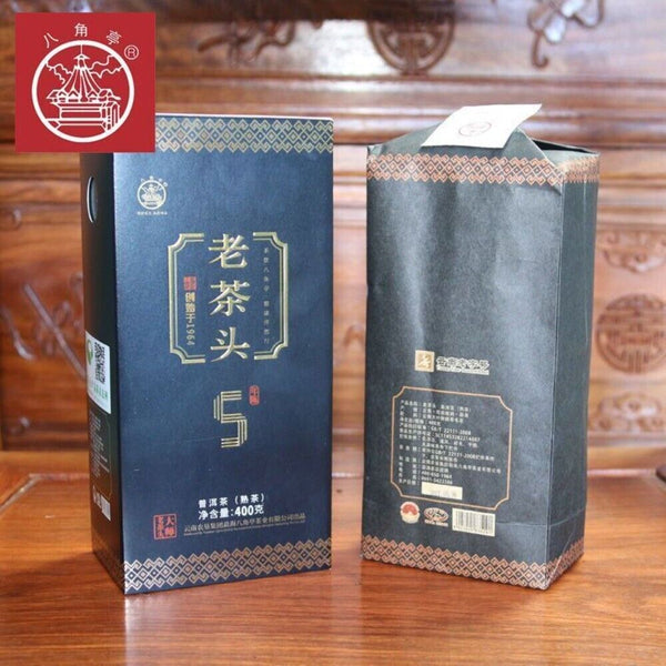 LAO CHA TOU * Ba Jiao Ting Old Tea Head 5 Years Aged Puer Tea 400g Ripe Cha