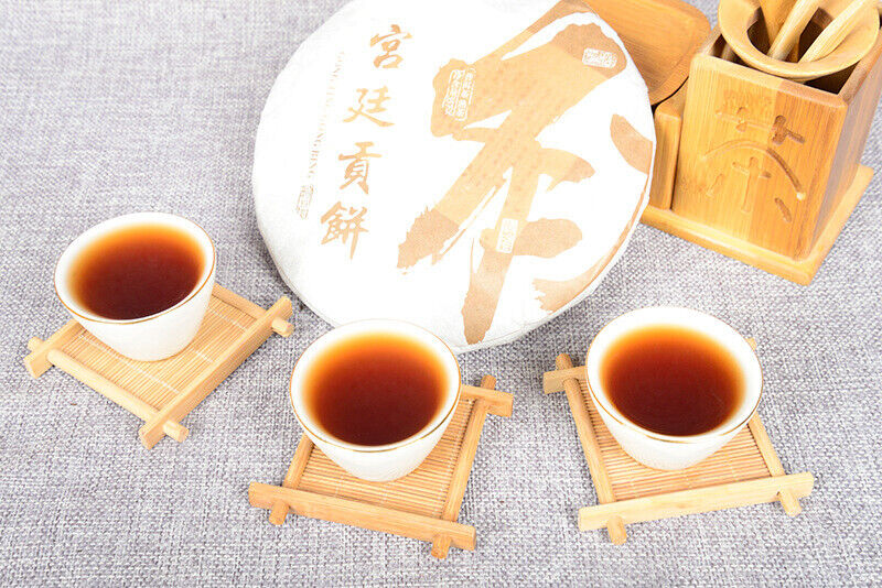 HelloYoung Yunnan Pu'er Ripe Tea Cake Pu'er Ripe Tea 357g Golden Bud Tea Cake