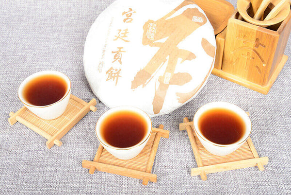 HelloYoung Yunnan Pu'er Ripe Tea Cake Pu'er Ripe Tea 357g Golden Bud Tea Cake
