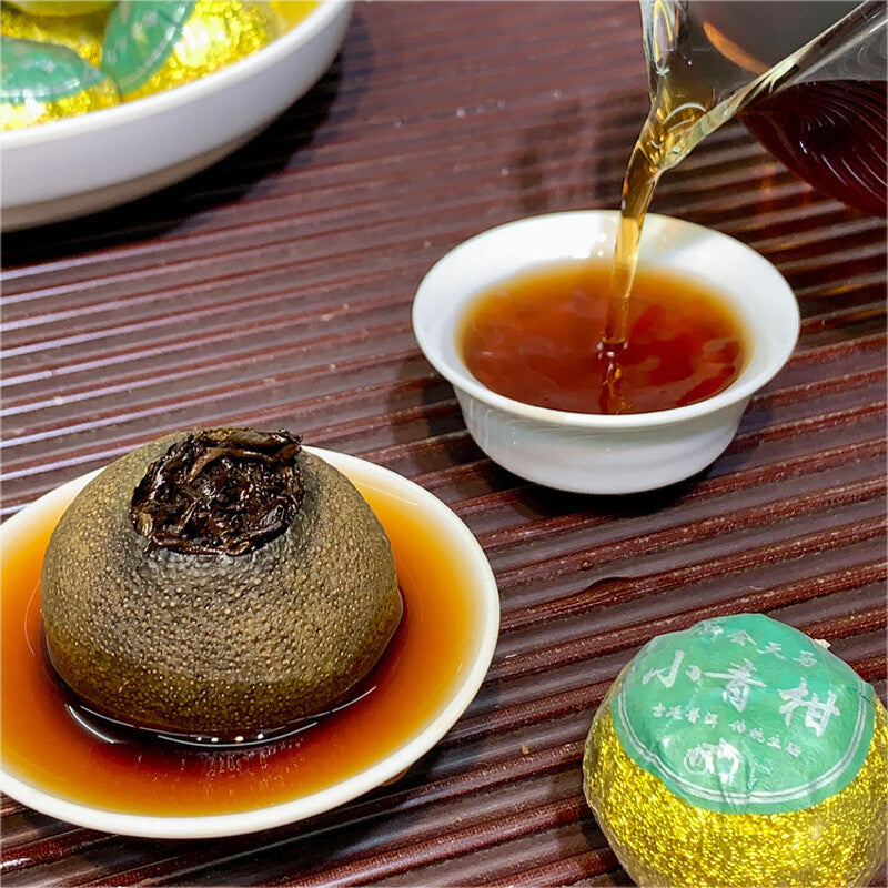 Xinhui Raw Sun-dried Xiaoqingkang Chen Pi Palace Golden Bud Puerh Ripe Tea 500g