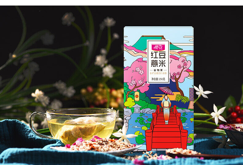 HelloYoung Sakura Red Bean and Job's Tears Tea Gorgonzola Job's Tears Bag Tea 150g