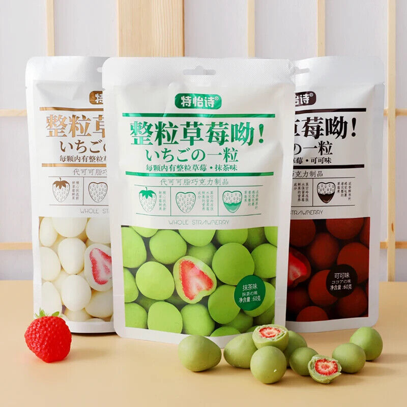 60g Gefriergetrocknete Erdbeerfüllung Matcha-Kakao-Schokokugeln