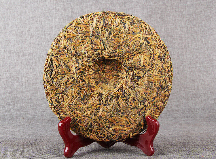 HelloYoung Nonpareil Organic Yunnan Golden Bud Cake Compressed Tea Dian Hong Black Tea 357g
