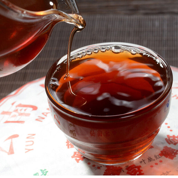 HelloYoung 357g/Cake Yunnan Pu'er Tea Cooked Tea Cake Yunnan Qizi Cake Tea Pure Ingredients