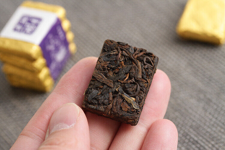 HelloYoung 500g Yunnan Pu-erh Ripe Tea Glutinous Aromatic Mini Square Brick Tea Thin Slices