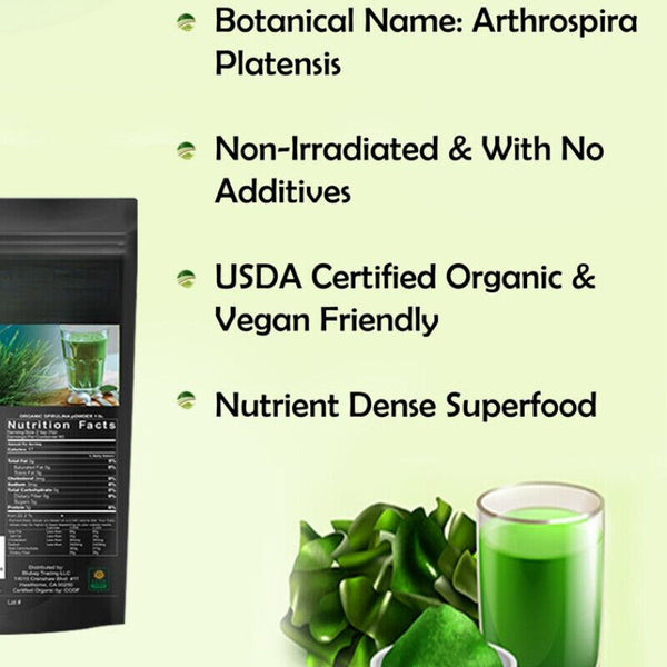Spirulina Powder Organic 10.58 OZ. Bag | HELLOYOUNG