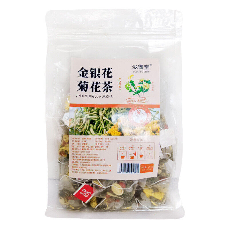 Honeysuckle Chrysanthemum Tea 50 Bags with Goji Berry Herbal Tea for Health