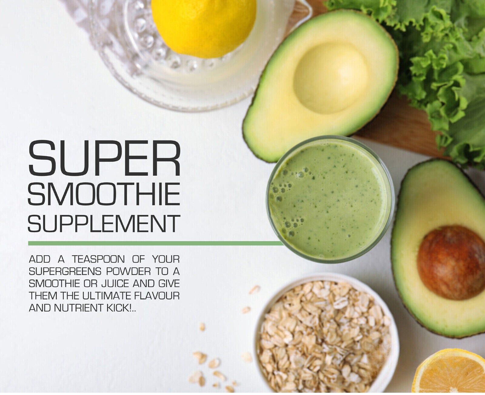 Super Greens Powder 100g - 18+ Super Foods Spirulina Chlorella Barley Grass
