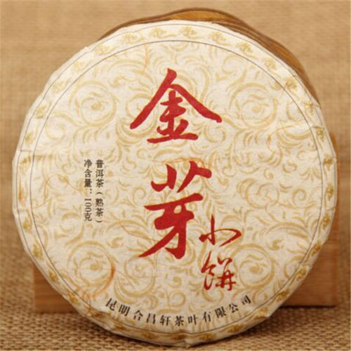 HelloYoung Ecology Green Shoots Golden Bud Pu-Erh Tea Cake 100gYunnan Cooked Puer Black Tea